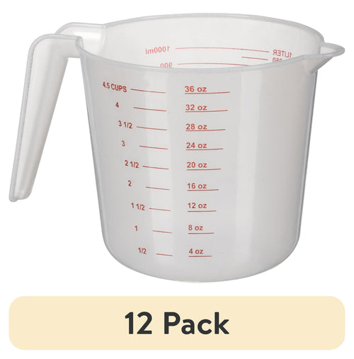 (12 pack) Mainstays 4 Cup PP Plastic Measuring Cup, 32 oz, Clear